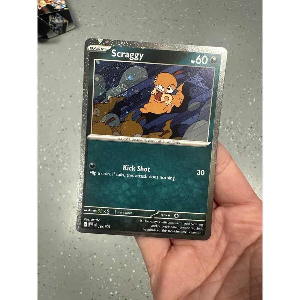 Pokémon TCG Scraggy 186 promo FART SWIRL 🌀 Black‎ Star Cosmos Holo Card NM